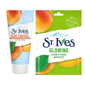 St. Ives Acne Control Apricot Scrub & Glowing Sheet Apricot Sheet Mask Bundle