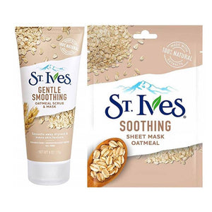 St. Ives Nourish & Smooth Oatmeal Scrub & Soothing Sheet Mask Bundle